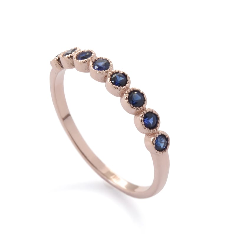 Sapphire half infinity gold Ring Gold stacking band | Etsy