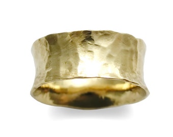 Hammered gold wide band