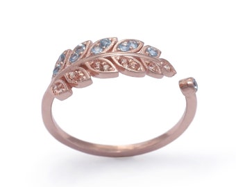 Rose gold and Topaz leaf ring