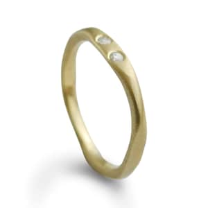 Matte Gold dainty band with Diamonds