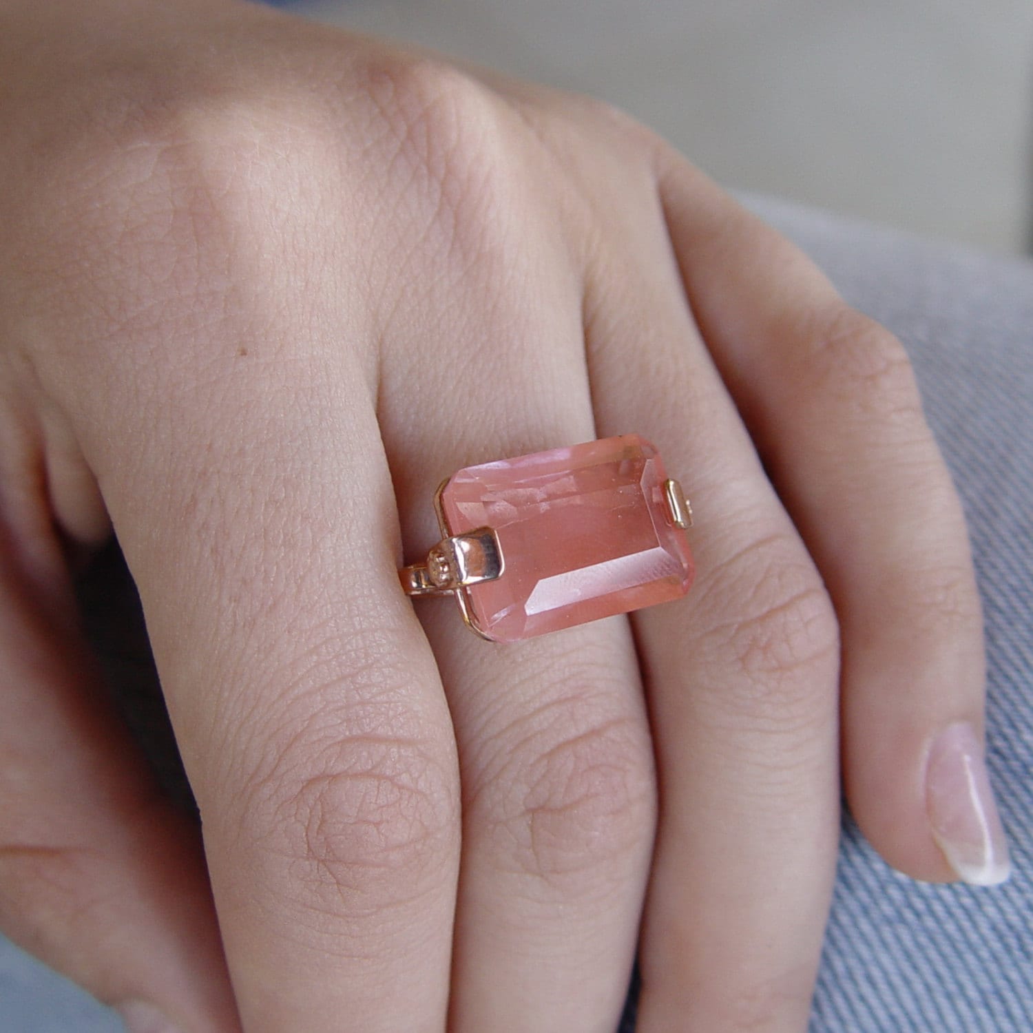 Gold Knotted Crystal Statement Ring main image 1