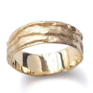 Wide Rustic Matte Gold Wedding Ring