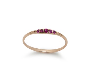 Gold Skinny Ring with Ruby