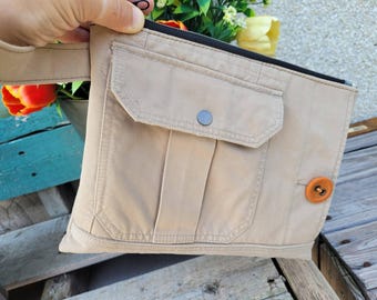 Recycled cargo jacket wristlet