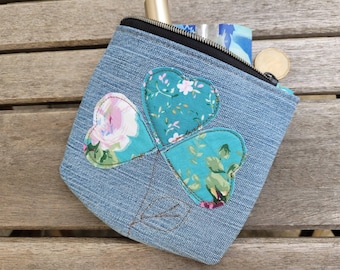 Recycled Denim Coin Zipper Pouch