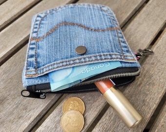 Recycled Denim Coin Zipper Pouch