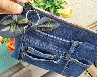Recycled Denim Wristlet/Wrist Bag
