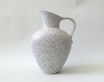 Marzi and Remy West German 2005/21 crackle glazed pottery jug vase. Fat lava mid century 1960s/1970s era. Retro grey & white vintage ceramic