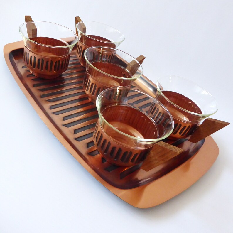 Mid century Jena Glass copper teak glass Tea Glasses/Cups. image 0.