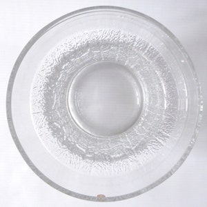 Iittala Kaarna by Timo Sarpaneva, 140mm art glass vase bowl. Mid century box & label. Bark textured 1970s. Ice clear Finnish Scandinavian image 7