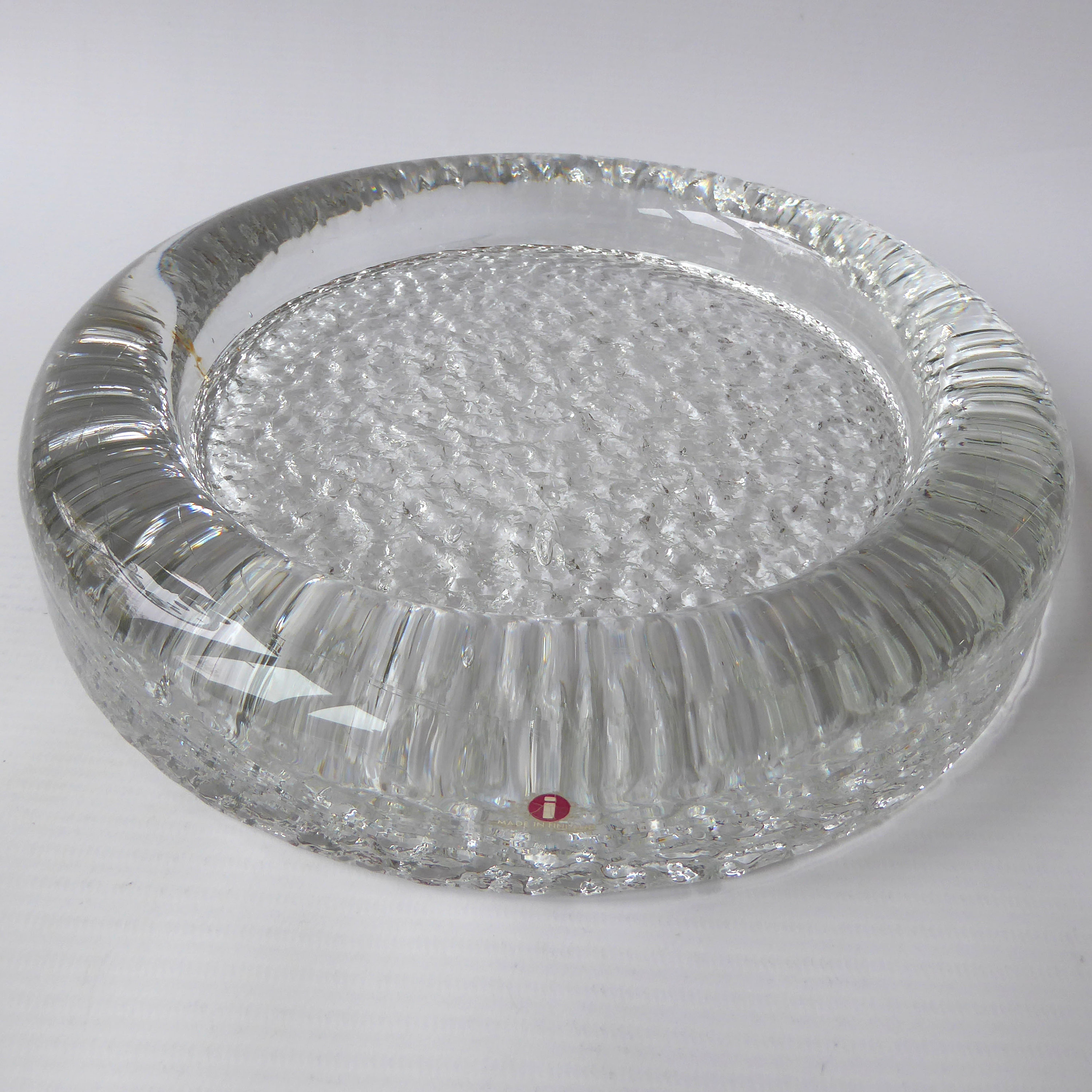 XXL Iittala Riite Art Glass Dish, Timo Sarpaneva #2611