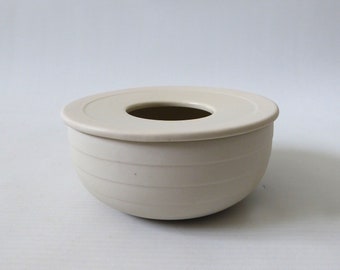 Vintage Hornsea Concept rare ashtray. Hole in lid, cream ceramic pottery. Martin Hunt & Colin Rawson. 1970s retro round circles, lidded dish