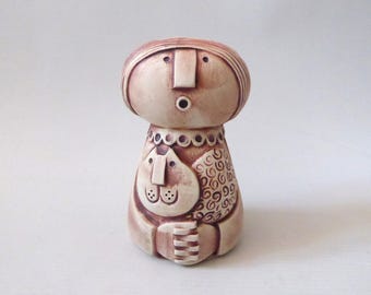Kenneth Townsend rare Iden Pottery money box, Crazy Cat Lady. Vintage 1960s/1970s handmade savings/piggy bank. Retro Rye studio art figurine