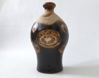 Dumler & Breiden ceramic pottery vase, 1053/18. West German vintage Fat Lava era. 1960s 1970s mid century retro, rare brown beige. Germany