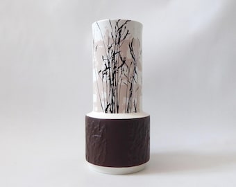 Colin Melbourne Petra 1950s mid century vase. Vintage Royal Norfolk ceramic pottery. Brown textured & beige black grasses. Staffordshire 101