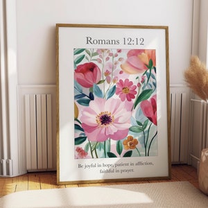 Römer 12:12, Schrift Wandkunst, Christliche Kunst, Bibel Vers Druck, Home Decor, Digital Download, Freue Dich auf Hoffnung, Kunst für Zuhause, Schrift Dekor