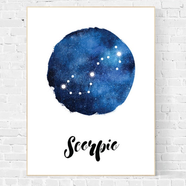 Scorpio Constellation Print, Scorpio zodiac print, constellation art, Scorpio sign, Scorpio printable, Printable Digital Art, Astrology Sign