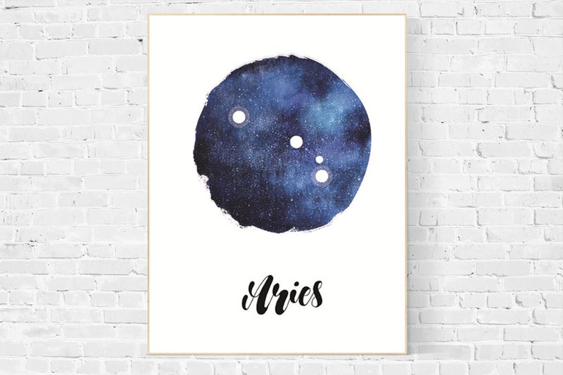 Aries Constellation Print, aries zodiac poster, constellation art, aries Print, aries sign, aries printable, constellation printable image 1