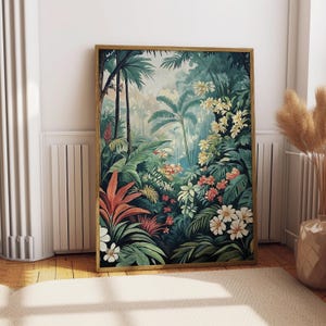 Tropischer Dschungel Wandbild, Regenwald Landschaft, exotisches Naturdekor, Dschungeldruck, tropische Gartenkunst, digitaler Download, druckbare Kunst
