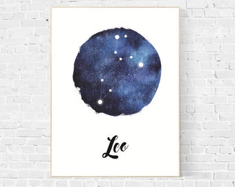 Leo Constellation Print, Leo zodiac print, Leo Print, Leo sign, constellation printable, Digital Art, Astrology Sign Poster, Leo printable