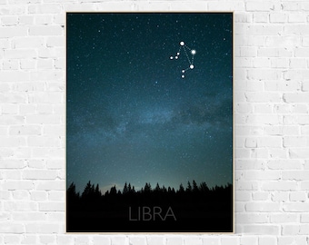 Libra Constellation Print, Libra zodiac print, Libra Print, Leo sign, constellation printable, Digital Art, Astrology Sign Poster, printable