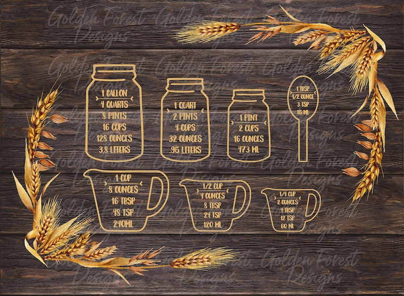 Wheat Grains Conversion Chart Cutting Board Template Etsy