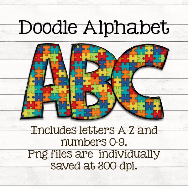Autism Puzzle Font Etsy