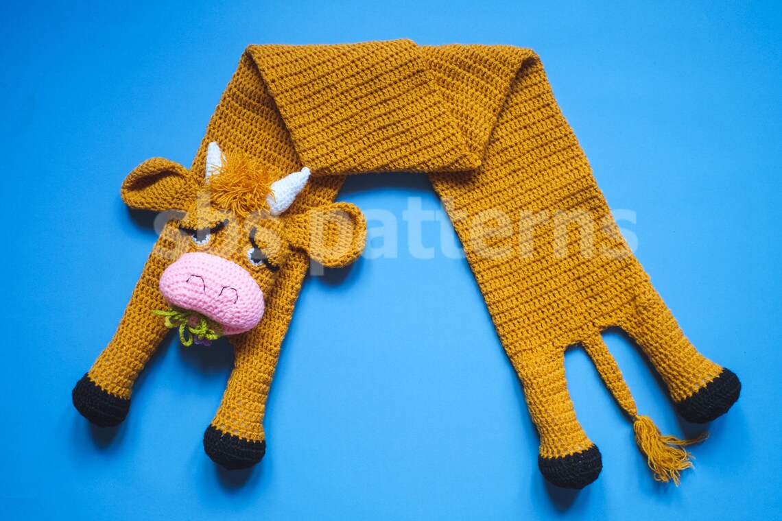 Animal Scarf Cow Scarf Crochet Pattern PDF pattern | Etsy