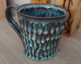 Stoneware Textured Mug - Handmade Ceramic Mug - Unusual Mug - Textured Cup