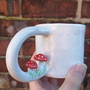 Handmade Mushroom Mug Stoneware Ceramic Mug Mushroom Handle image 4