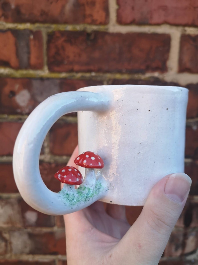 Handmade Mushroom Mug Stoneware Ceramic Mug Mushroom Handle image 4