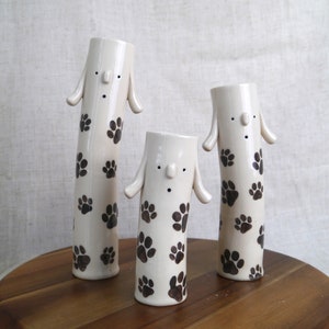 Bella Bud Vase Handgefertigte Keramikvase Gesichtsvase Ausgefallene Vase Paw prints