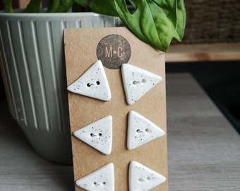 Ceramic Buttons - Triangle - Handmade Buttons for Crafts & Sewing
