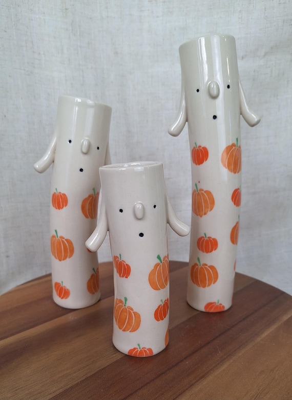 Bella Bud Vase - Halloween Themed Vase - Handmade Ceramic Vase - Face Vase - Pumpkin Vase - Spider Vase