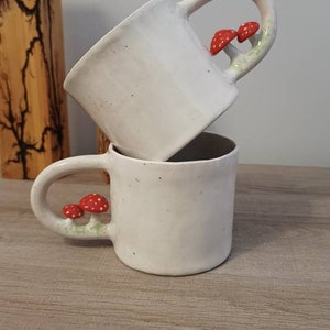 Handmade Mushroom Mug Stoneware Ceramic Mug Mushroom Handle image 1