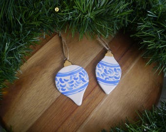 Ceramic Bauble - Handmade Christmas Decoration - Traditional Bauble - Real Gold Lustre
