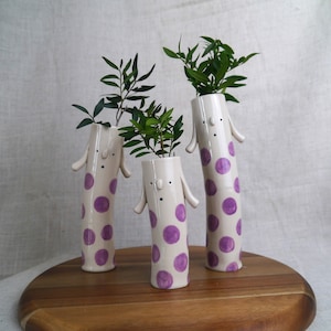 Bella Bud Vase Handmade Ceramic Vase Face Vase Unusual Vase Purple