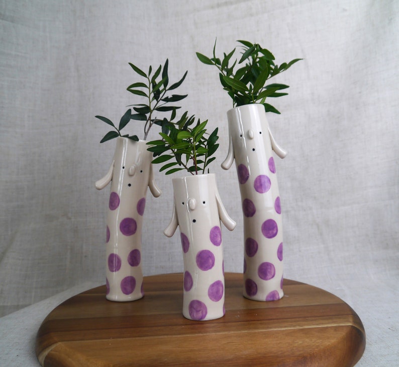 Bella Bud Vase Handmade Ceramic Vase Face Vase Unusual Vase Purple