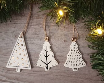 Ceramic Tree Christmas Decorations - Handmade Decorations - Hand Painted with Real Gold
