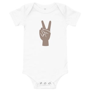 Peace Baby Bodysuit Tan Baby Gift x Boy Girl Clothing Minimal Graphic Tee Onesie image 3