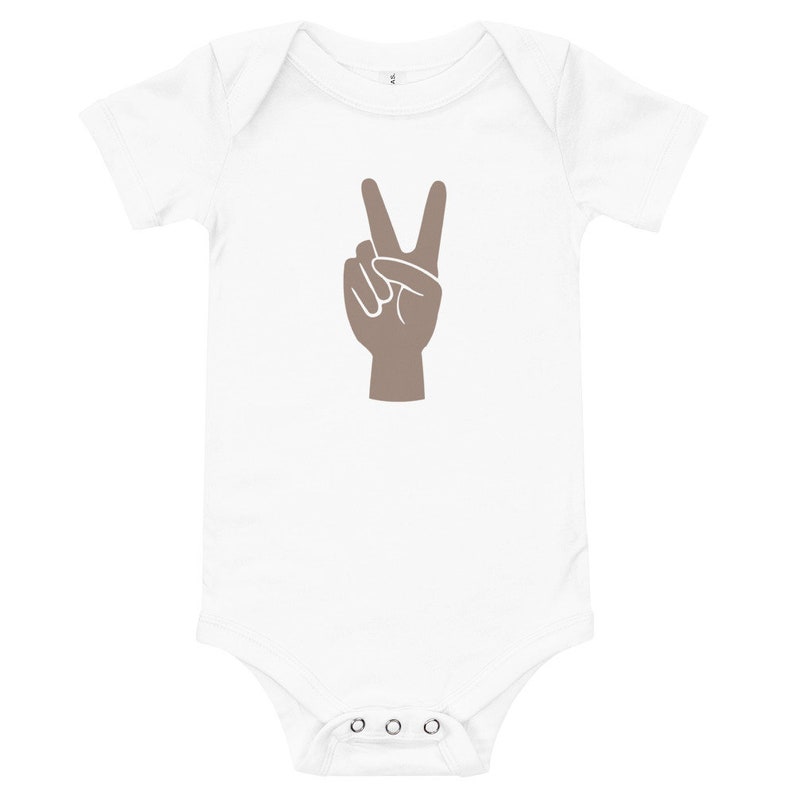 Peace Baby Bodysuit Tan Baby Gift x Boy Girl Clothing Minimal Graphic Tee Onesie image 3