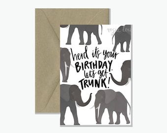 Herd It's Your Birthday | Elephant Pun Greeting Card
