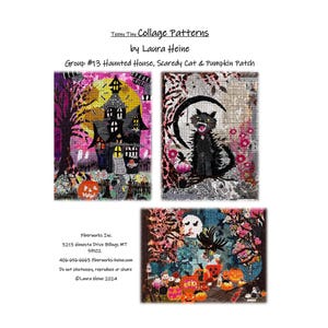 Collage Teeny Tiny Group #13 Haunted House, Scaredy Cat & Pumpkin Patch | Paper Pattern | Laura Heine