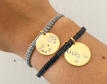 Bracelet de signe du zodiaque Swarovski, bracelet d’amitié macramé avec des constellations