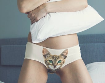 Ginger cat face underwear panties.