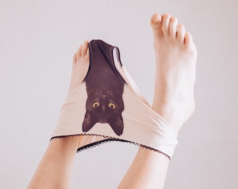 Black cat underwear panties.