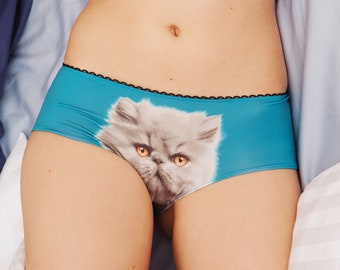 Persian Cat Panties, Persian Cat Underwear, Briefs, Cotton Briefs, Funny  Underwear, Panties For Women (X-Small) Black at  Women's Clothing  store