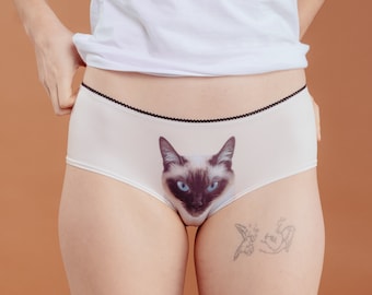 Siamese cat face underwear panties