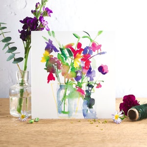Frische Blumen Aquarell Grußkarte