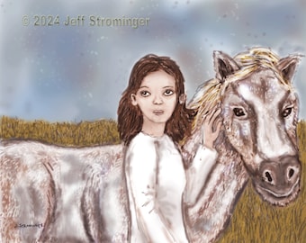 Lindsey and Bessie 2 8x10 Collectible Concept Art Signed by Jeff Strominger, Limited Edition from his Horror Old West Vampire Novel
